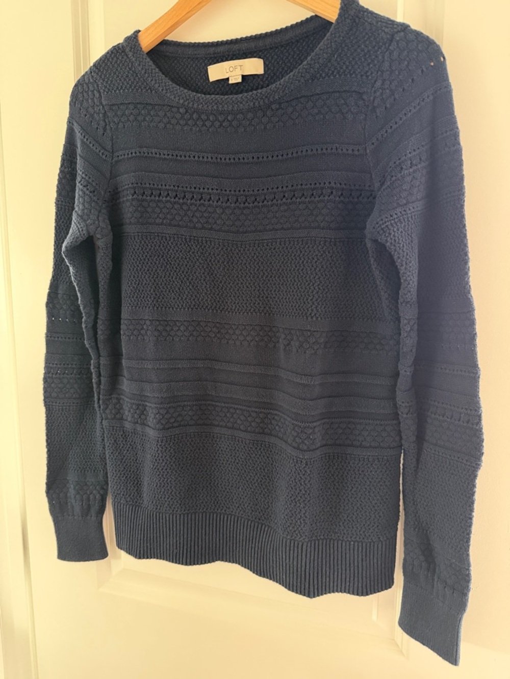 Small Loft Navy Blue Cable Knit Sweater